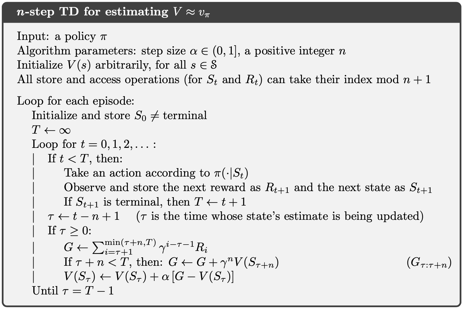 n-step TD for estimating V